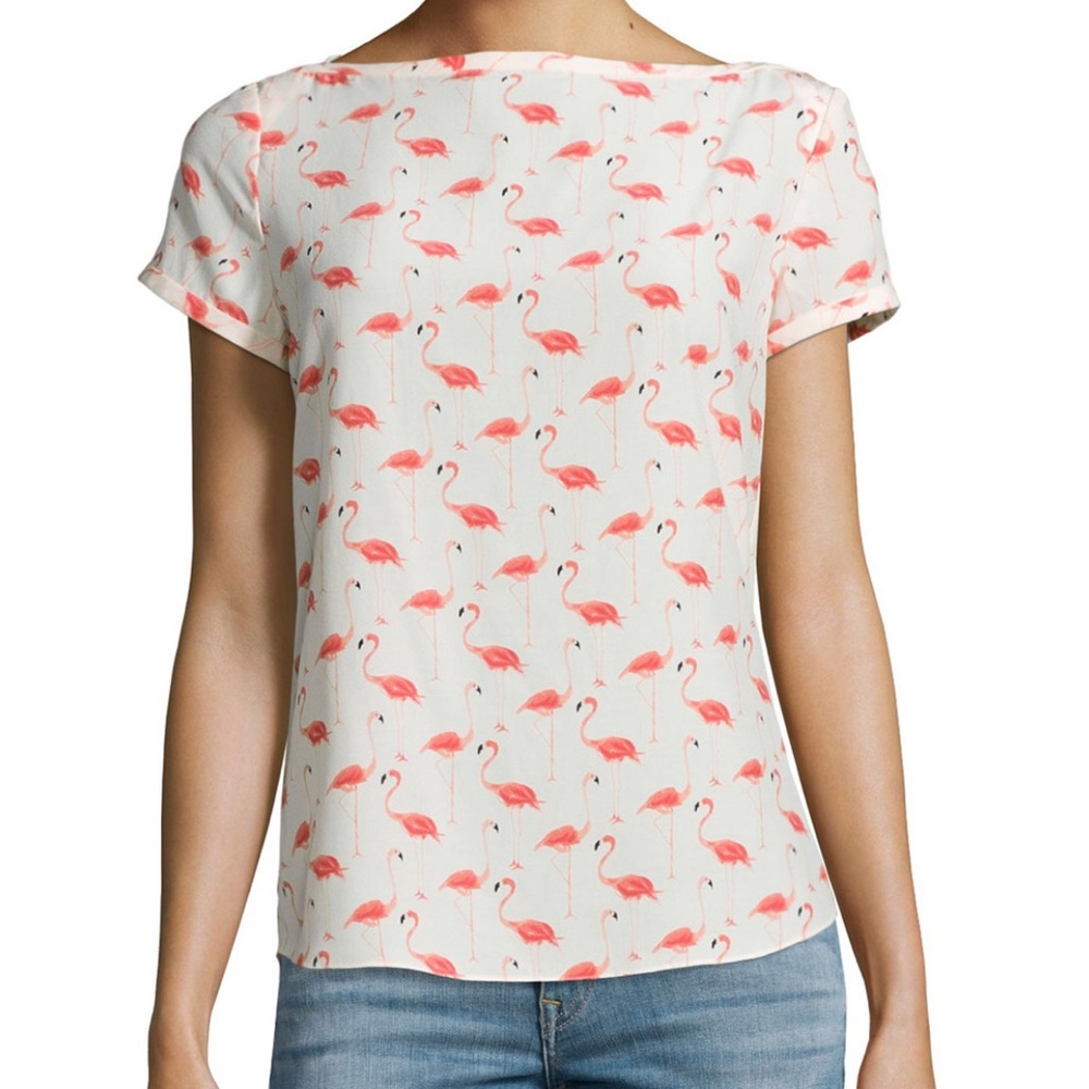 Kate Spade boat neck flamingo print top